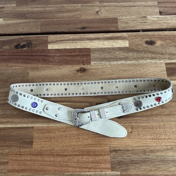 Vintage Boho Leather Belt FAUX STONES coin‎ Festival Boho Gypsy Western Cowgirl main image 13